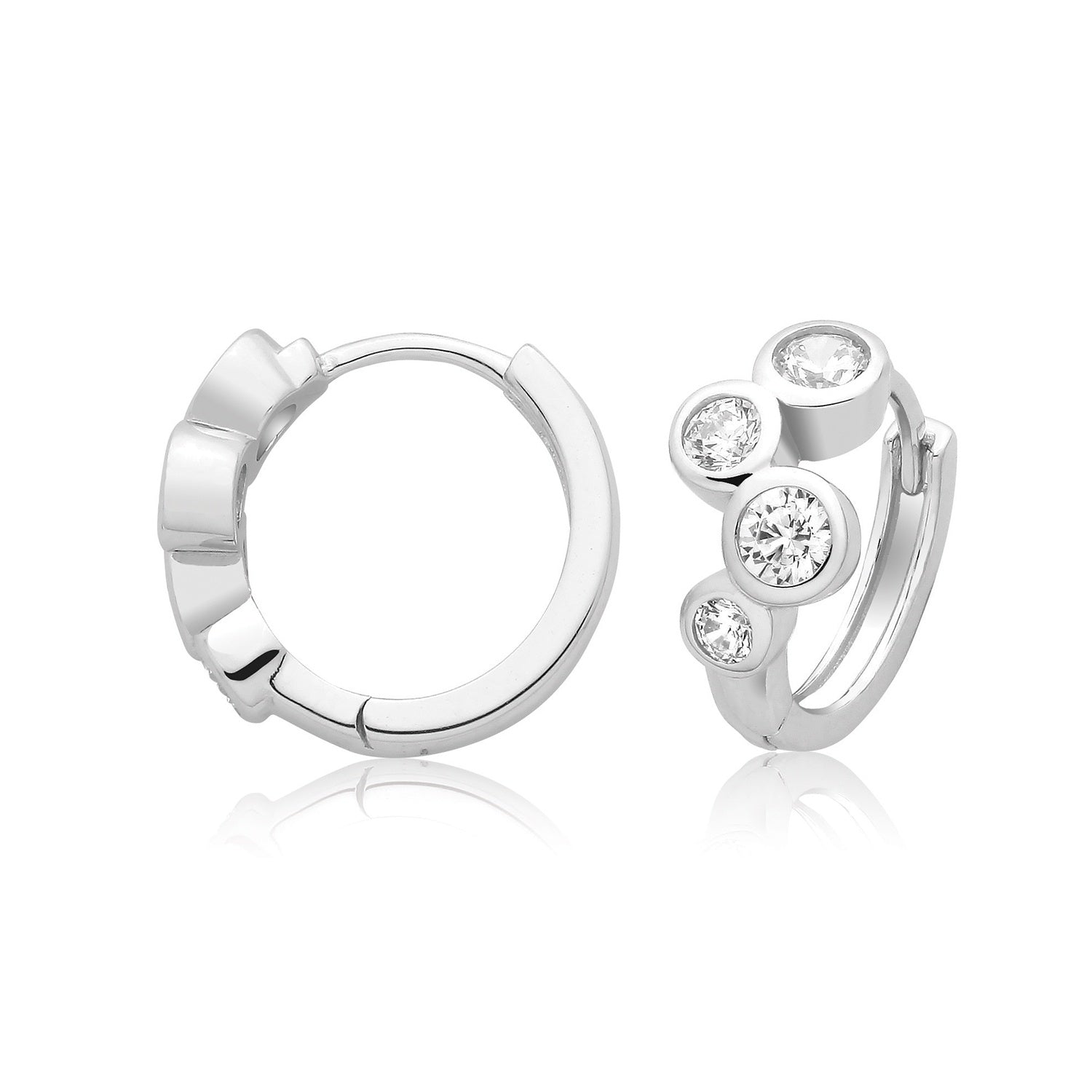 Silver CZ Bubble Hinged Earrings G51505