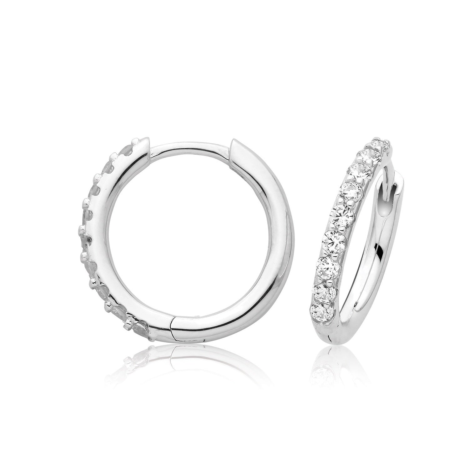 Silver CZ Hinged Hoop Earrings G51506