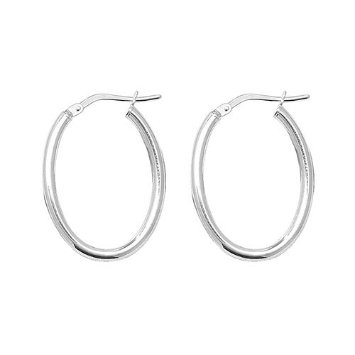Silver Oval Plain Hoop Earrings G5258N
