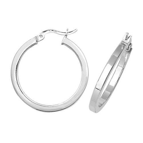 Silver 20mm Plain Hoop Earrings G5856