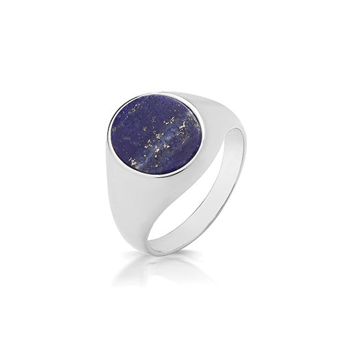 Silver Oval Lapis Signet Ring G7540L