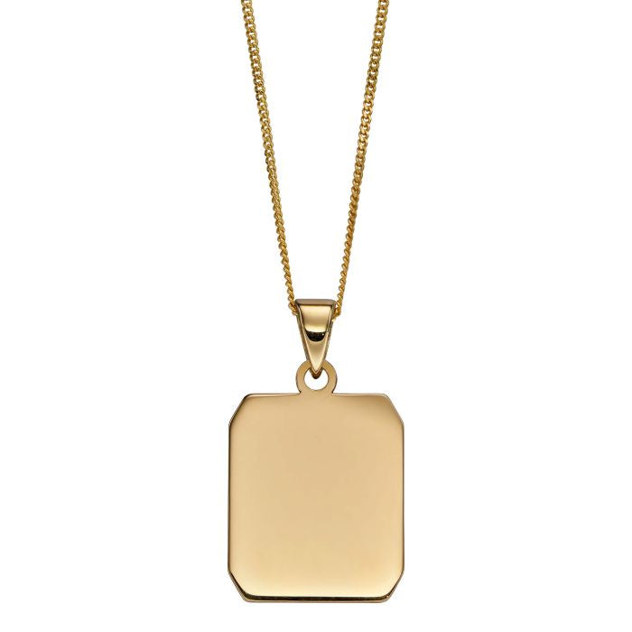 9ct Yellow Gold Rectangular Dog Tag Pendant GP2259