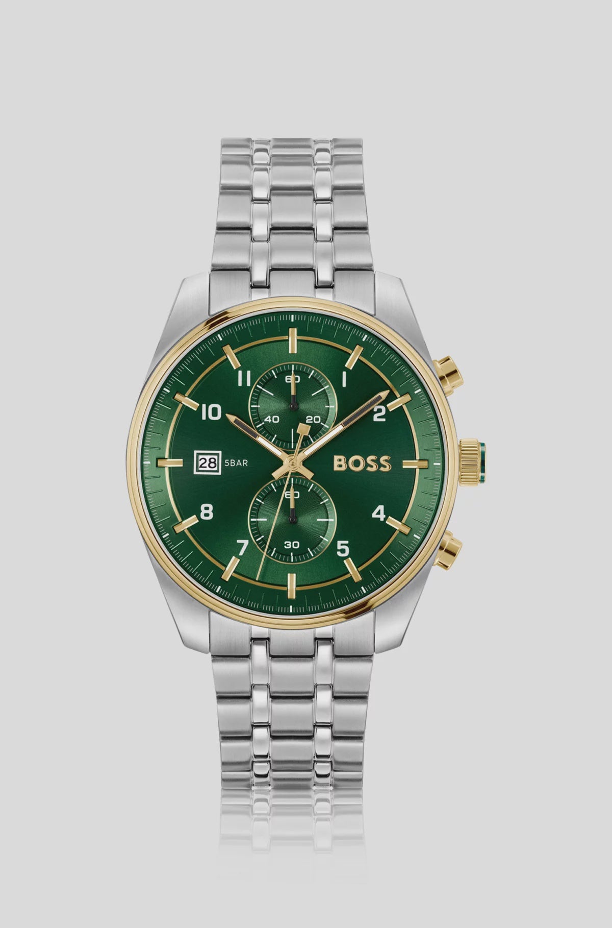 Boss Two-Tone Chronograph Watch with Green Dial 1514195