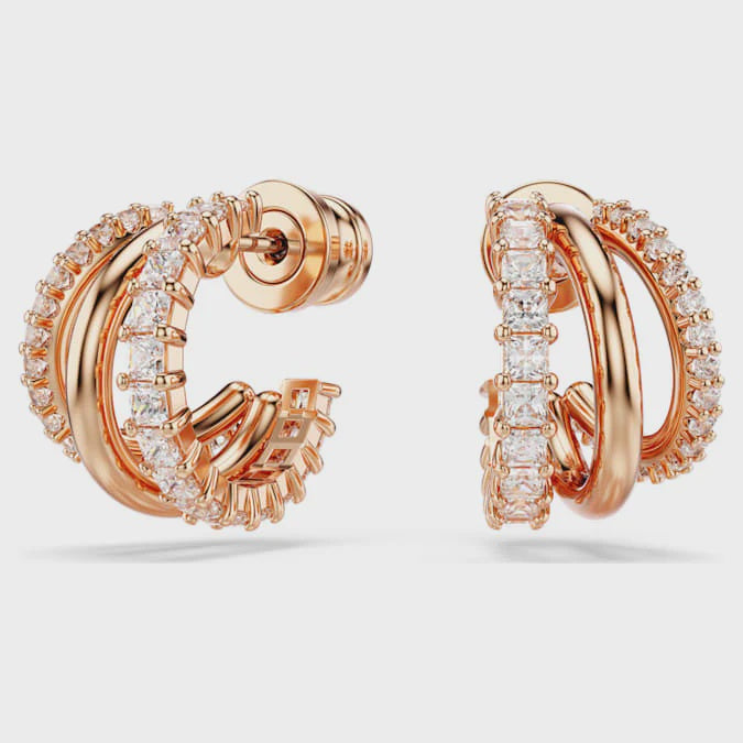 Swarovski Hyperbola Mixed Cut Rose Plated Hoop Earrings 5698702