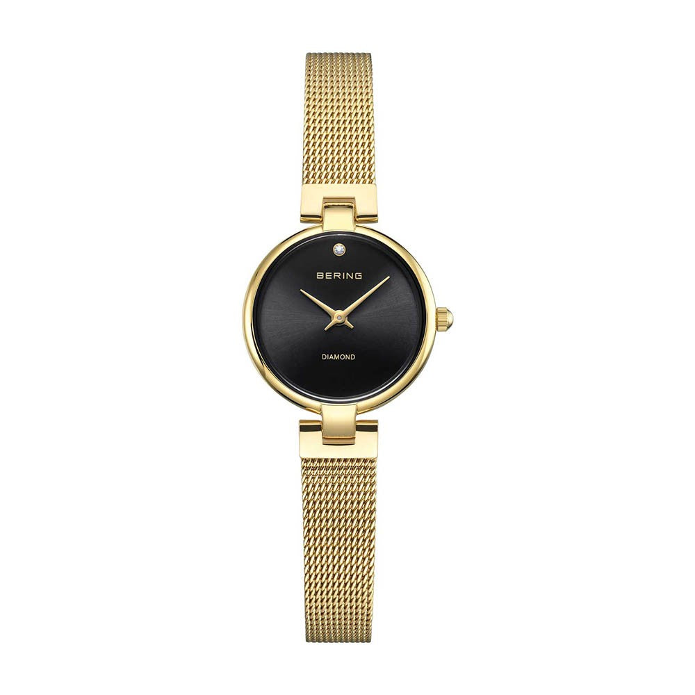 Bering Gold Tone Black Dial Watch 17724-332