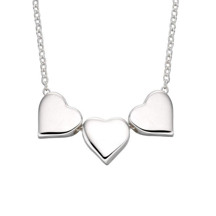 Silver Triple Heart Necklace Engravable N3546