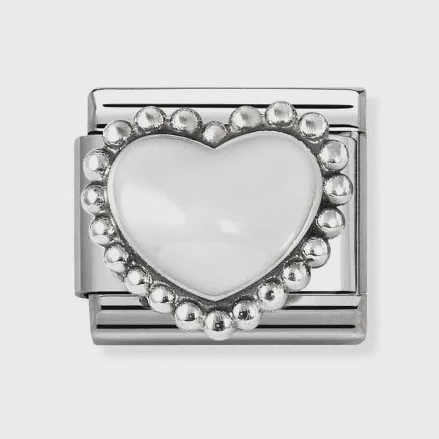 NOMINATION Silver Raised White Heart 330204-36