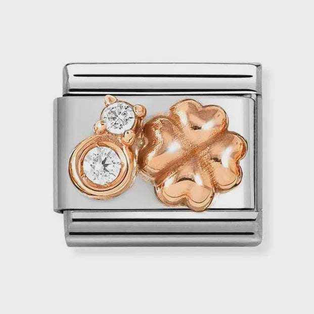 NOMINATION Classic Rose Gold Clover with CZ Charm 430305-52