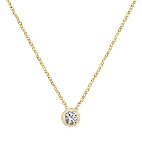 9ct Yellow Gold Rubover Set CZ Necklace