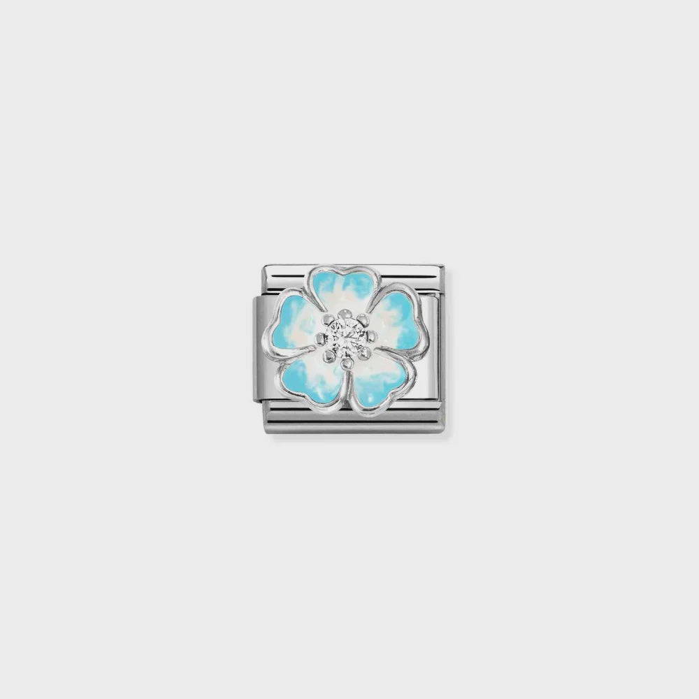 Nomination Silver Shaded Blue Flower Charm 330321-16