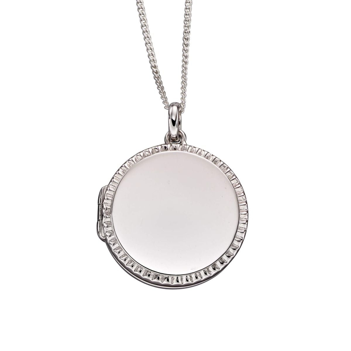 SilverRound Diamond Cut Locket P4794