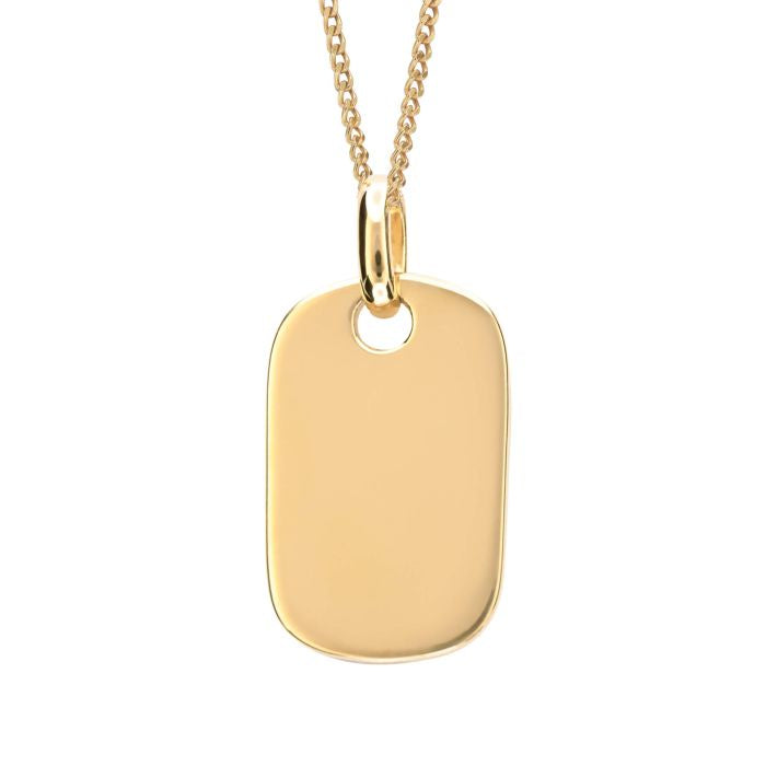 Recycled Silver Engravable YG Rounded Rectangle Tag Pendant P5101