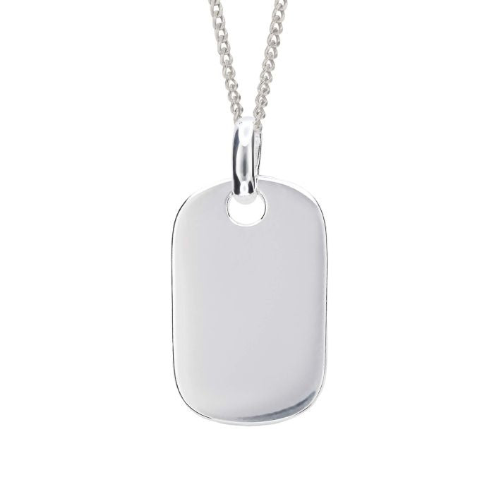 Recycled Silver Engravable Rounded Rectangle Tag Pendant P5102