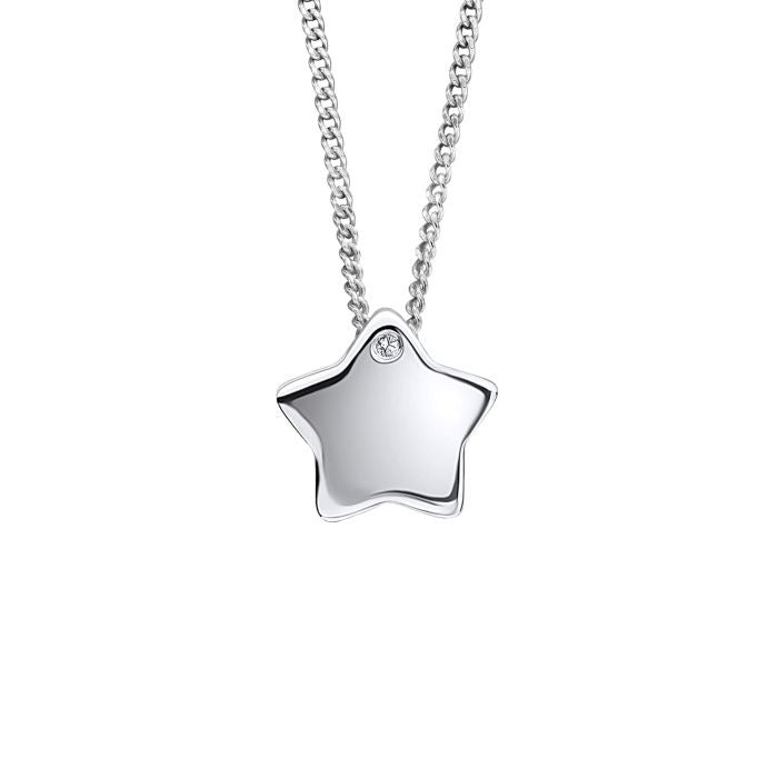 Silver Pass-Through Star Pendant Charm with Diamond P5354X