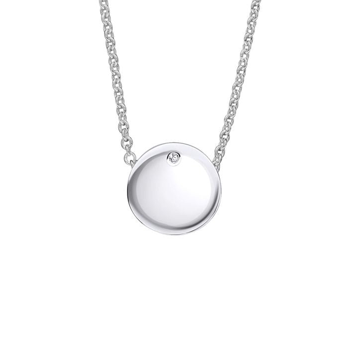 Silver Pass-Through Round Pendant Charm with Diamond P5355X