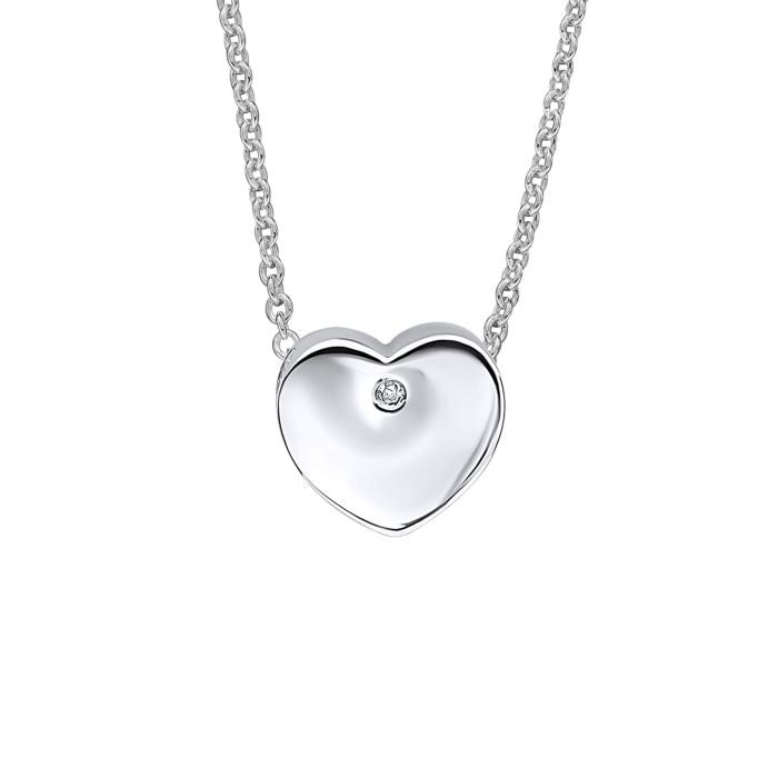 Silver Pass-Through Heart Pendant Charm with Diamond P5356X