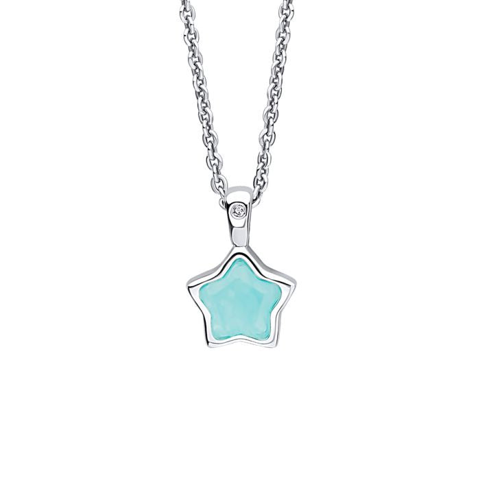 MAR Star Birthstone Necklace with Diamond Star P5372A