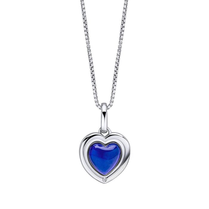 Silver Heart Shape Mood Stone Pendant with Diamond P5474