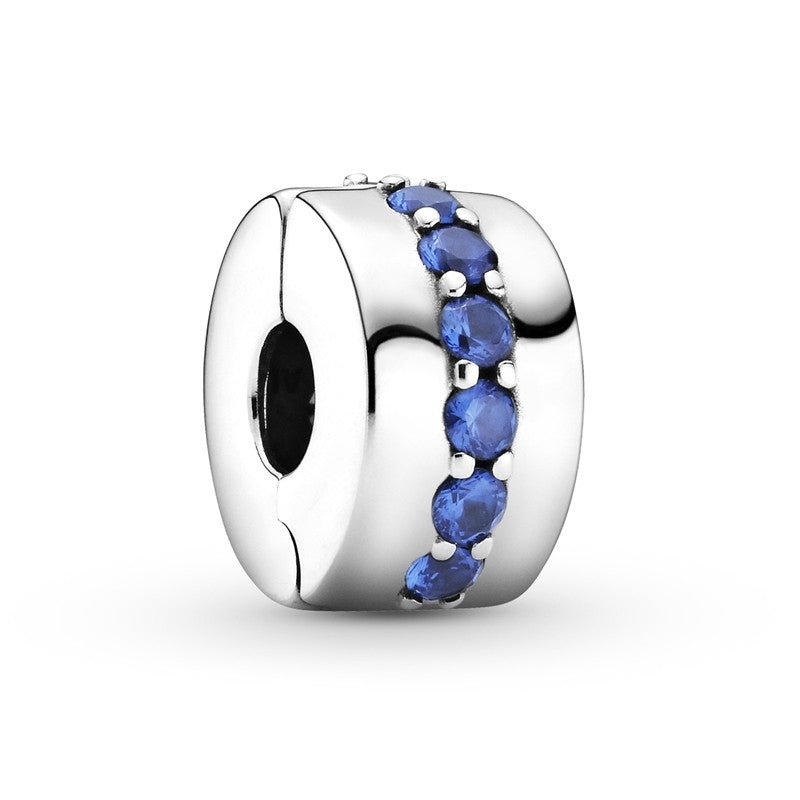 PANDORA Silver Clip Blue Crystal 791972C01