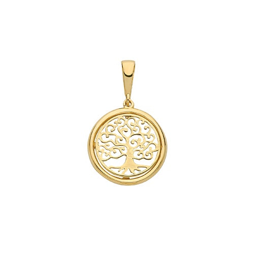 9ct Yellow Gold Tree of Life Round Pendant PN1077