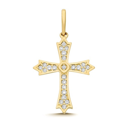 9ct Yellow Gold CZ Cross