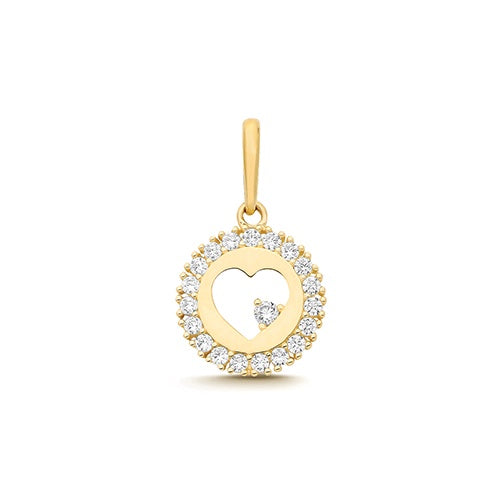 9ct Yellow Gold CZ Heart Pendant