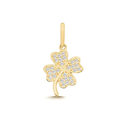 9ct Yellow Gold CZ Clover Pendant