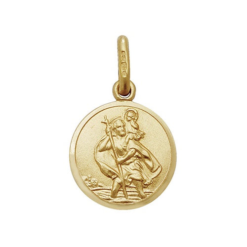 9ct Yellow Gold Round St Christopher Pendant PN143