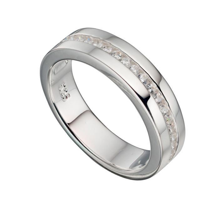 Silver CZ channel set ring R714C