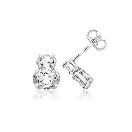 Silver & Co Double Oval CZ Earrings SEG0072CZ
