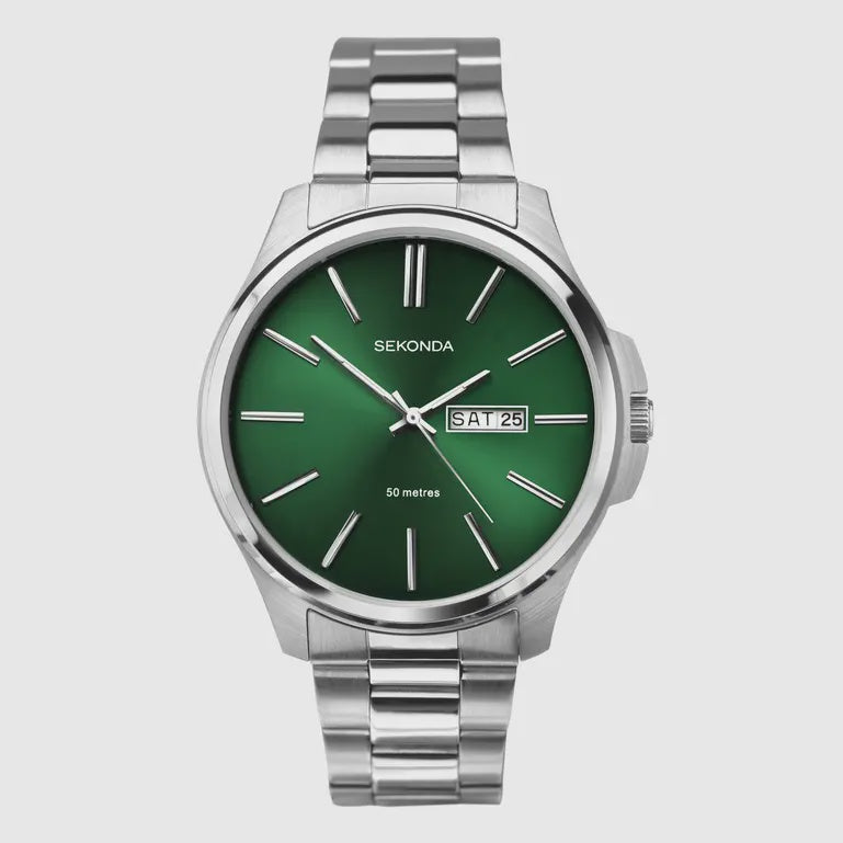 Sekonda Gents Green Dial S/S Watch 30152