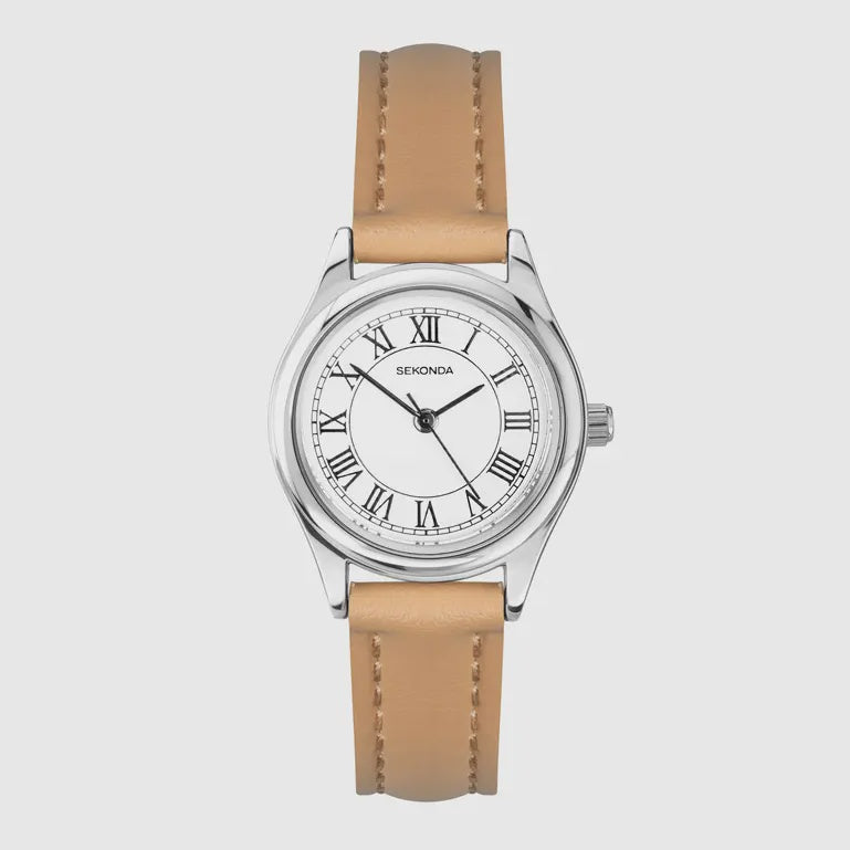 Sekonda Watch CLASSIC Evans Ladies Watch Silver Case and Tan Leather Strap 40731