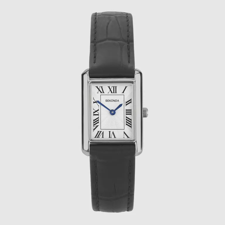 Sekonda Watch Colette Ladies Watch Silver Tone Case and Black Leather Strap 40744