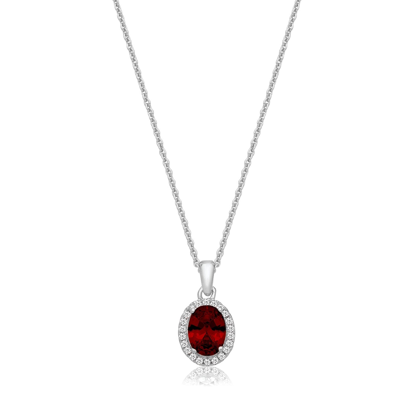 Silver Halo Set Red CZ Pendant SPG0025RU