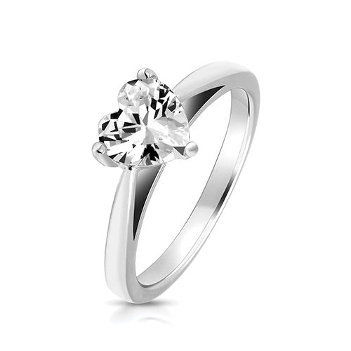 Silver & Co 7mm Heart Shaped CZ Ring SRG0088CZ