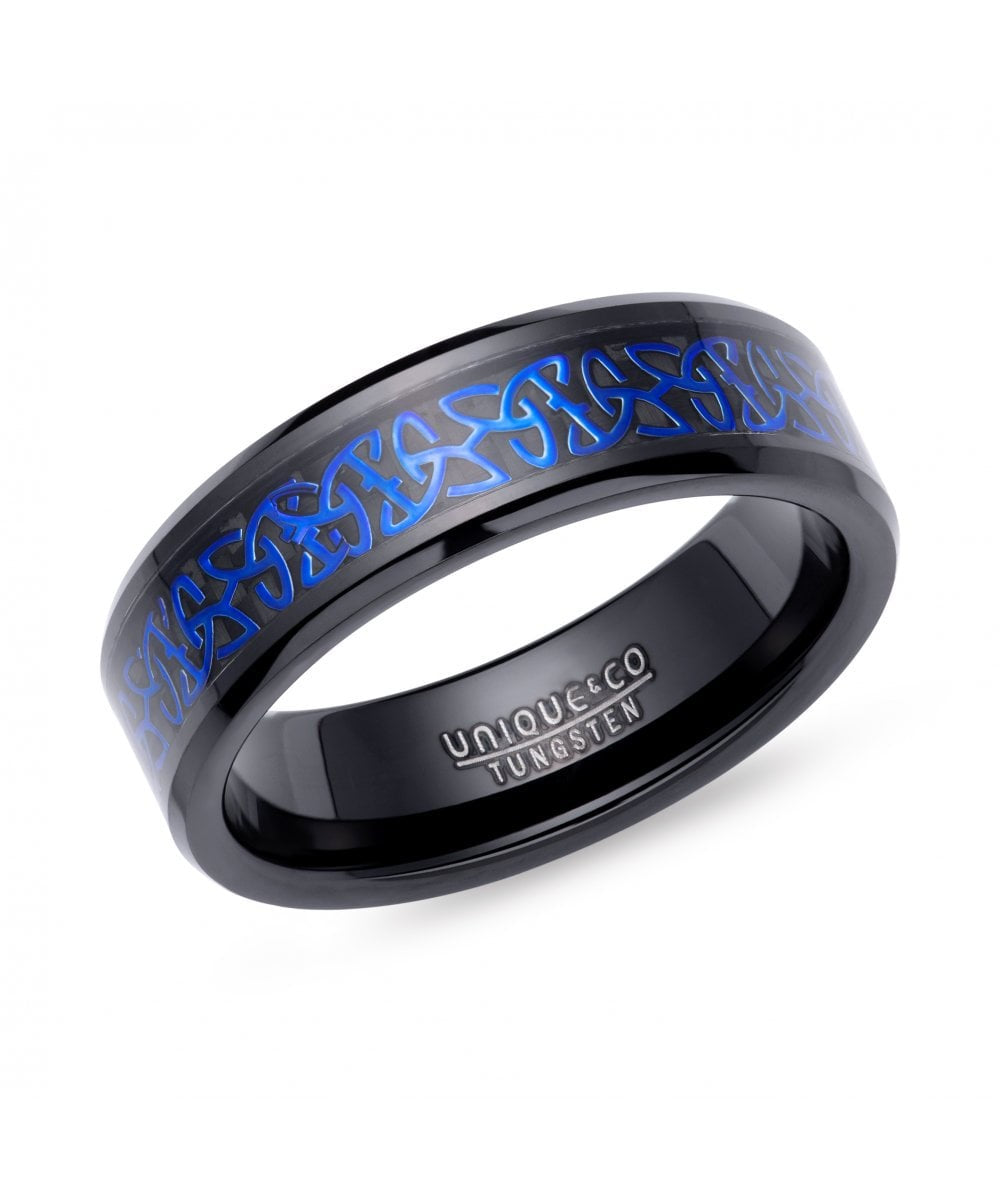Unique & Co Tungsten Carbide Ring Black Carbon Fibre TUR-154