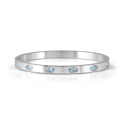 NOMINATION Pretty Bangles Steel 6 Oval Light Blue CZ (small size) 029516-003