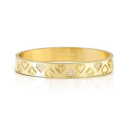 Nomination Pretty Bangles Yellow Wide Pave CZ Heart 029541-006