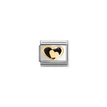 NOMINATION Gold Black Heart 030283-26