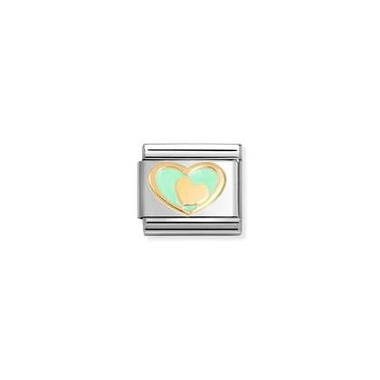NOMINATION Gold Pastel Green Heart 030283-29