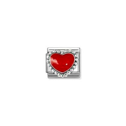 NOMINATION Silver Red Heart 330204-39