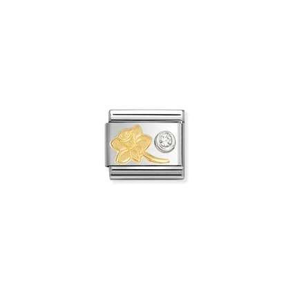 NOMINATION Gold Raised Narcissus White CZ 630301-05