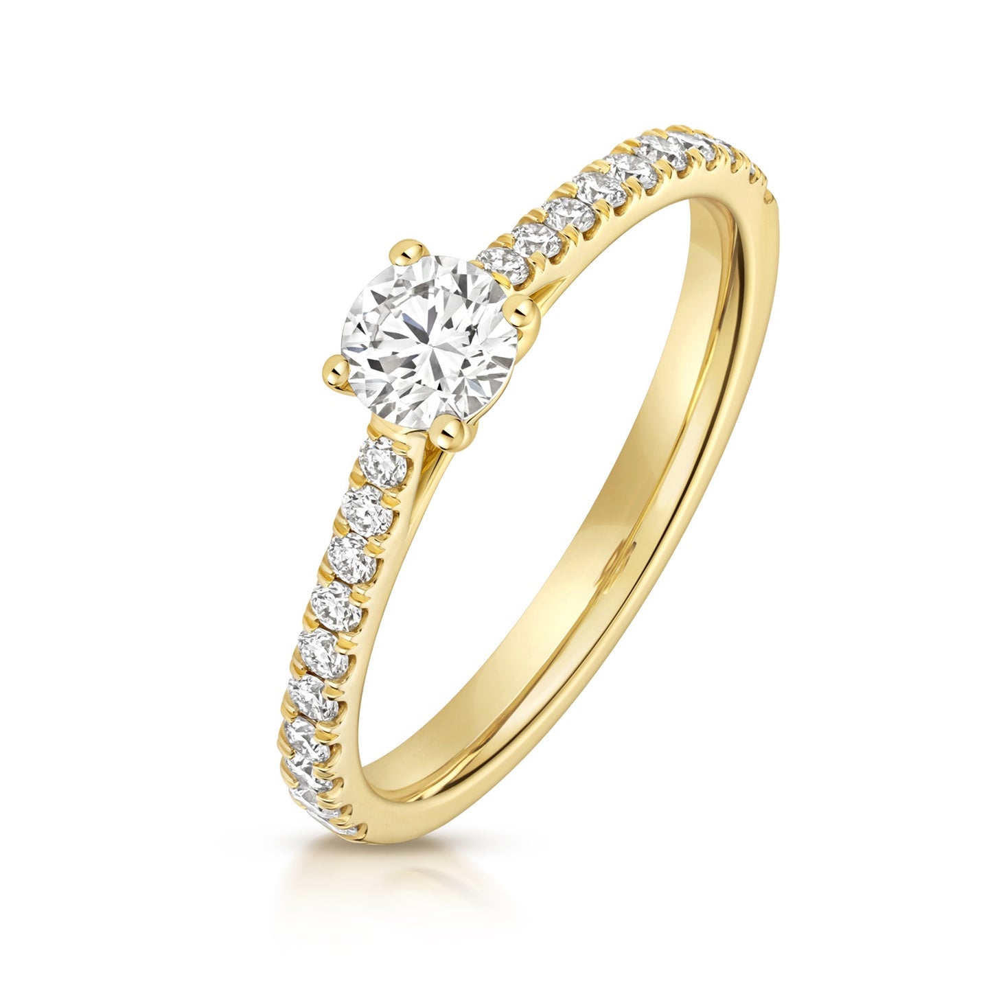 9ct Yellow Gold 0.35ct LAB Grown Diamond Solitare with Dia Shoulders