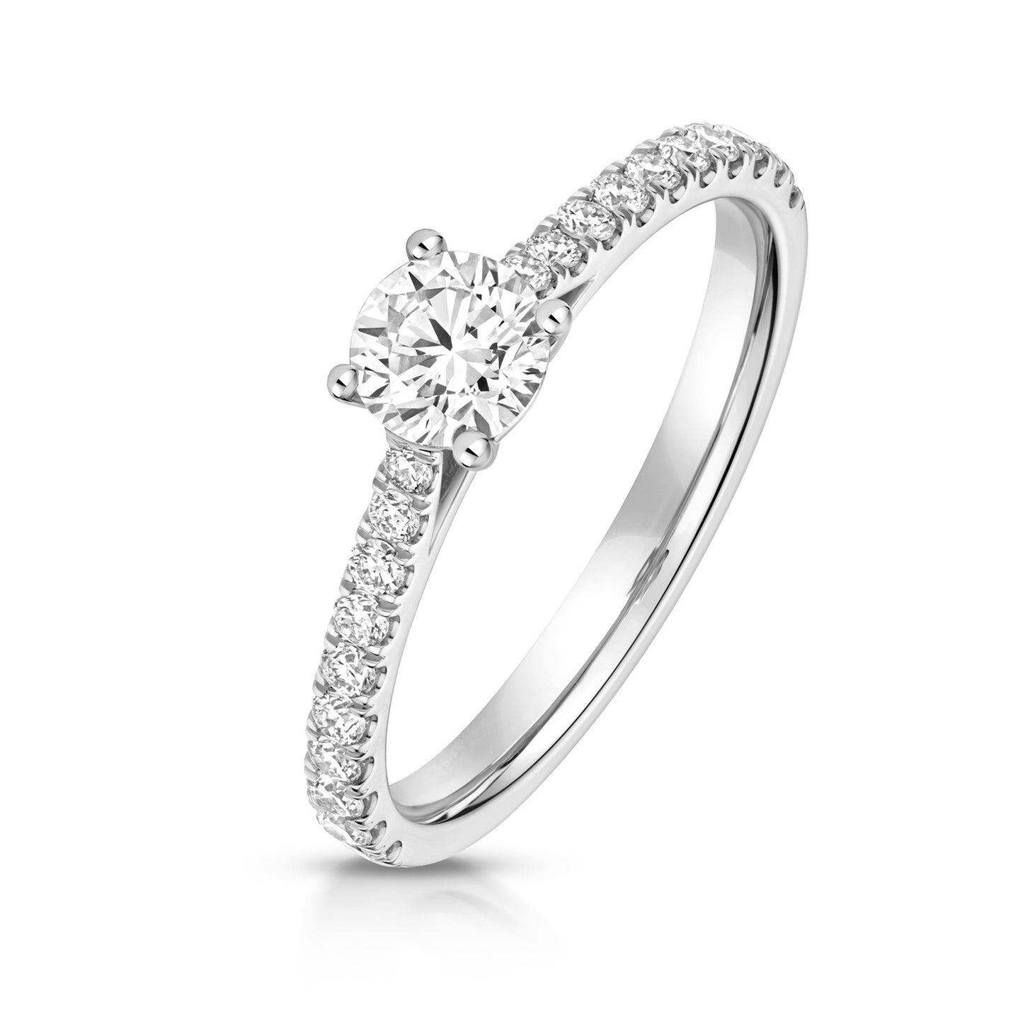 9ct White Gold 0.50ct LAB Grown Diamond Solitare with Dia Shoulders