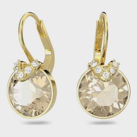 Swarovski Bella V Round, Gold Tone, Gold-Tone Plated Drop Earrings 5662093
