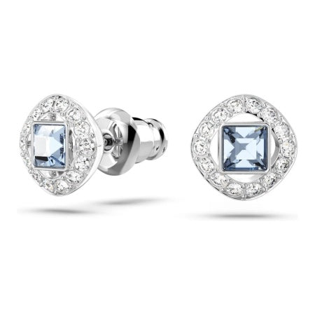 Swarovski Angelic Square Cut, Blue, Rhodium Plated Stud Earrings 5662143