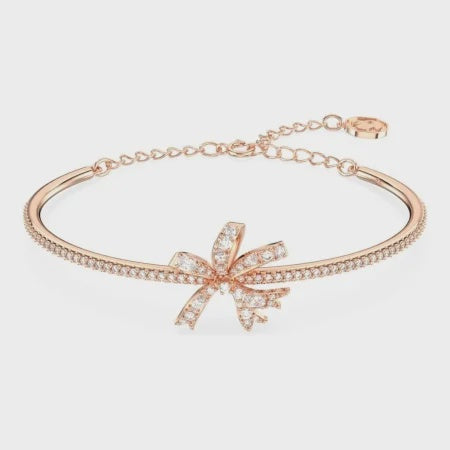 Swarovski Volta Bow, White, Rose Gold-Tone Plated Bangle 5647565