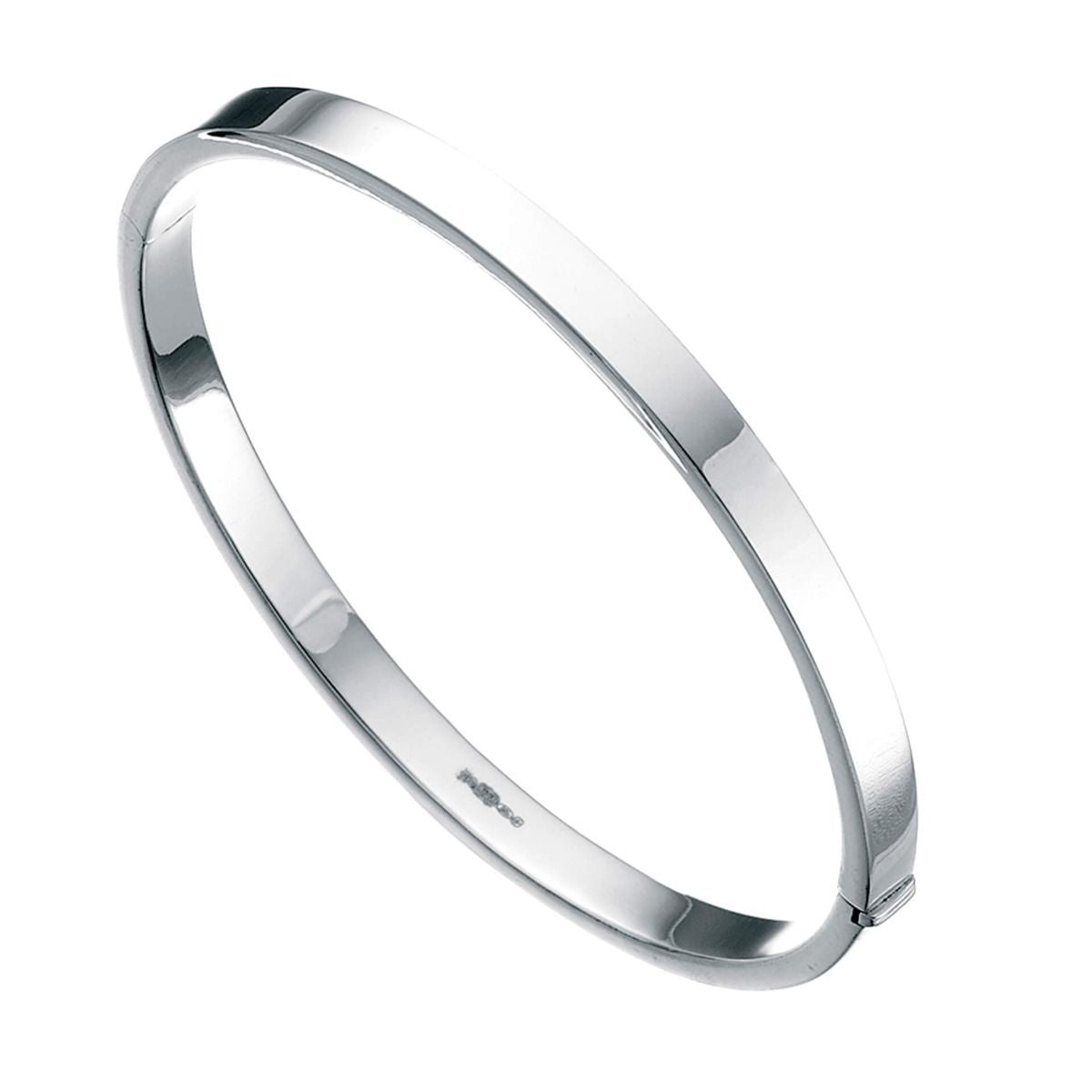 Silver Square-Cut 5mm Bangle Hinged Engravable