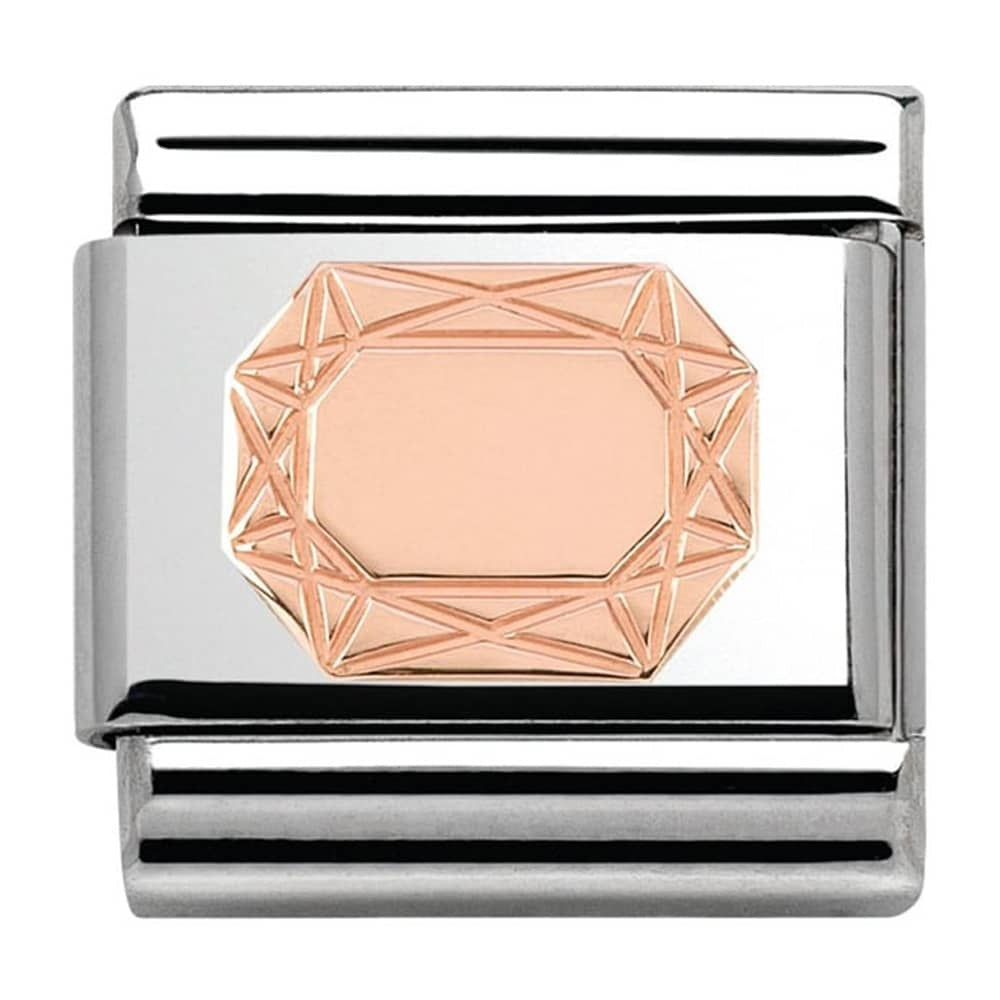 NOMINATION CLASSIC Rose Gold Vintage Emerald Shield Charm 430104/20