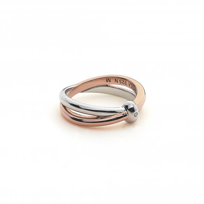 Hot Diamonds Eternity Silver & 18ct Rose Gold Interlocking Ring DR112